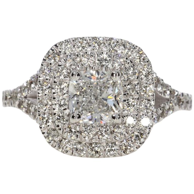 1.80 Carat Cushion Cut Diamond Engagement Ring For Sale