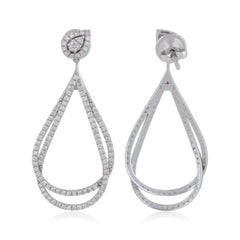 1.80 Carat Diamond 18 Karat Gold Overlap Earrings