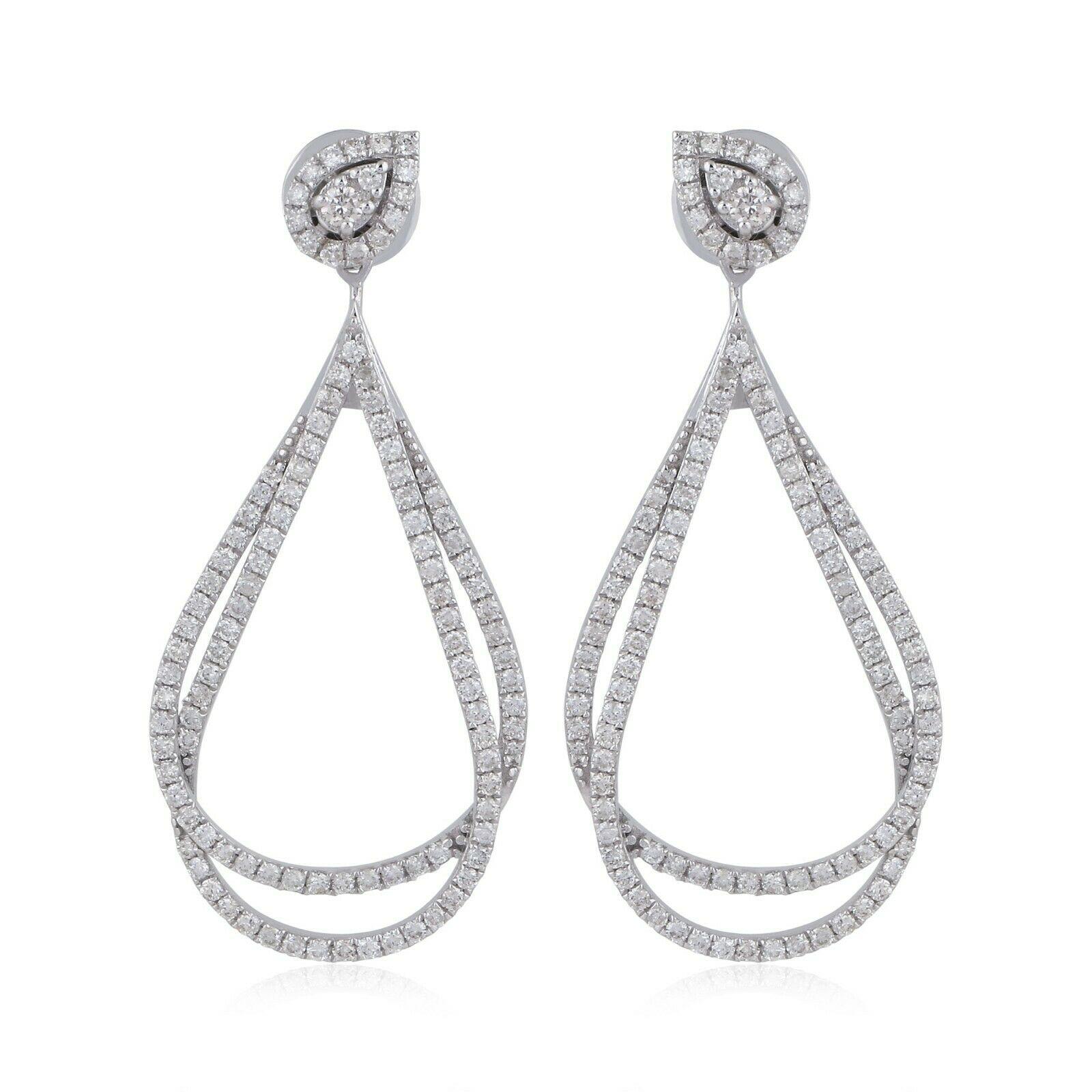 1,80 Karat Diamant-Ohrringe aus 18 Karat Gold mit Overlap-Ohrringen (Tropfenschliff) im Angebot