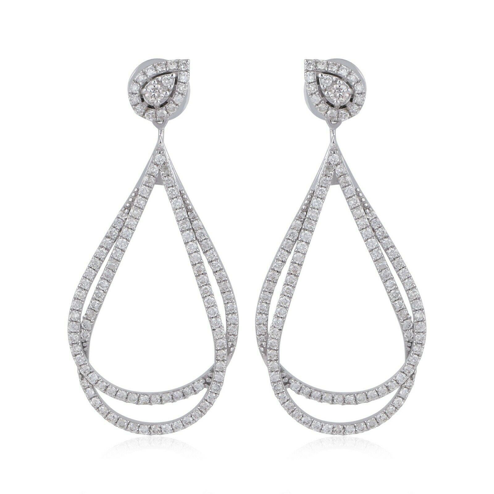 Modern 1.80 Carat Diamond 18 Karat Gold Overlap Earrings For Sale