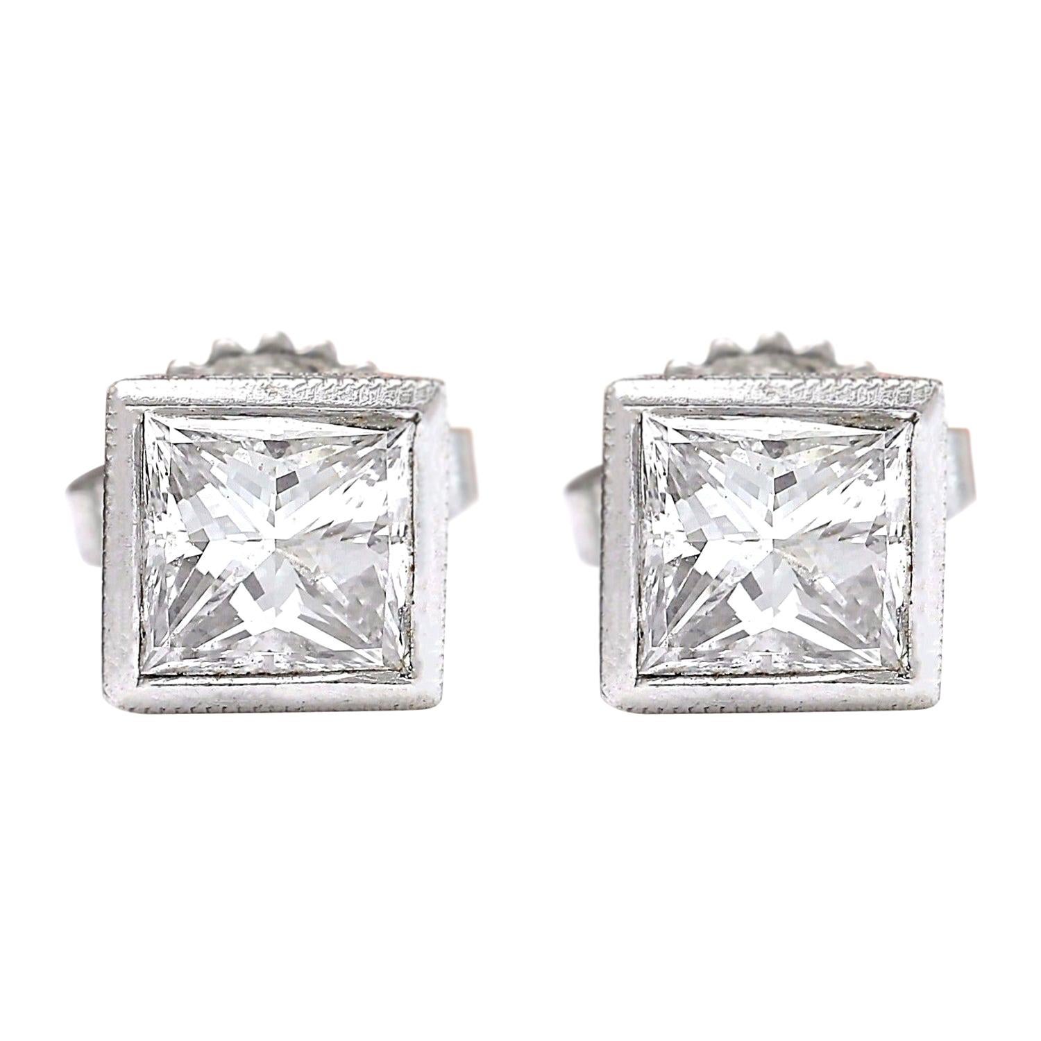 1.80 Carat Diamond 18 Karat Solid White Gold Earrings