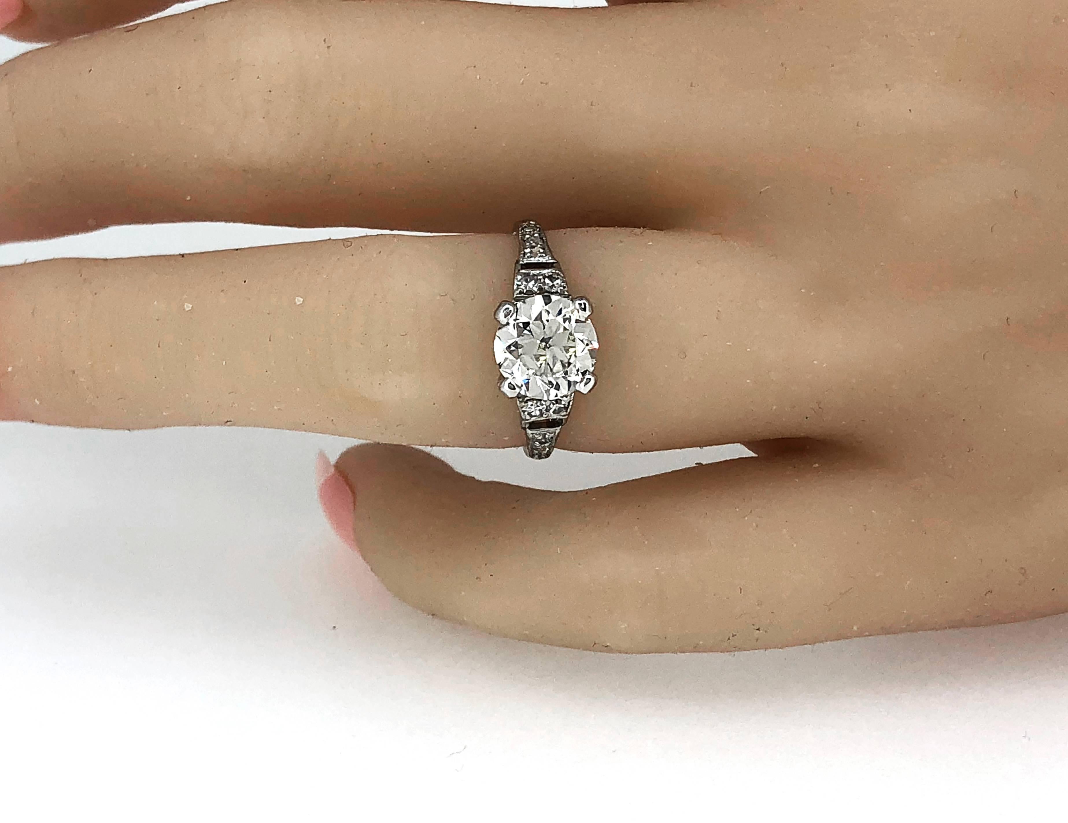 Old European Cut 1.80 Carat Diamond Antique Engagement Ring Platinum