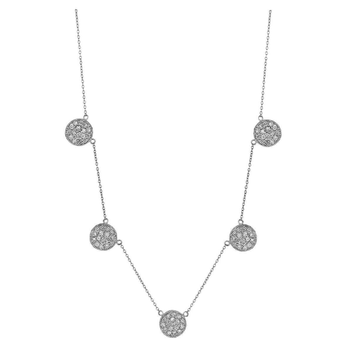 1,80 Karat Diamant-Scheiben-Halskette G SI 14K Weißgold 85 Steine