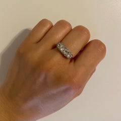 Edwardian Diamond Four-Stone Platinum Ring Estate Fine Jewelry