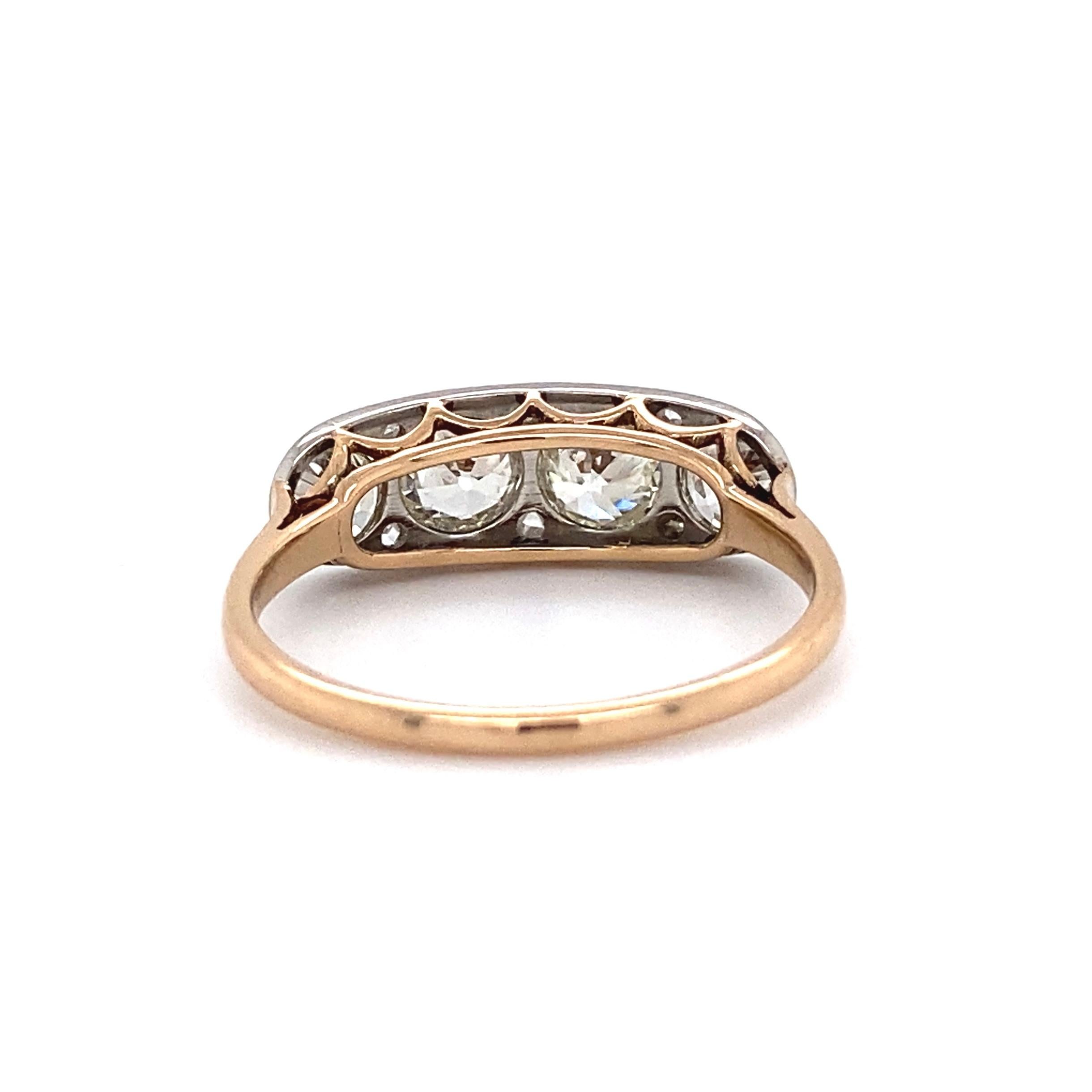 Edwardian Diamond Four-Stone Platinum Ring Estate Fine Jewelry 3
