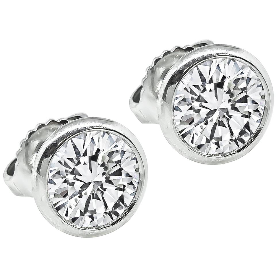 1.80 Carat Diamond Platinum Stud Earrings