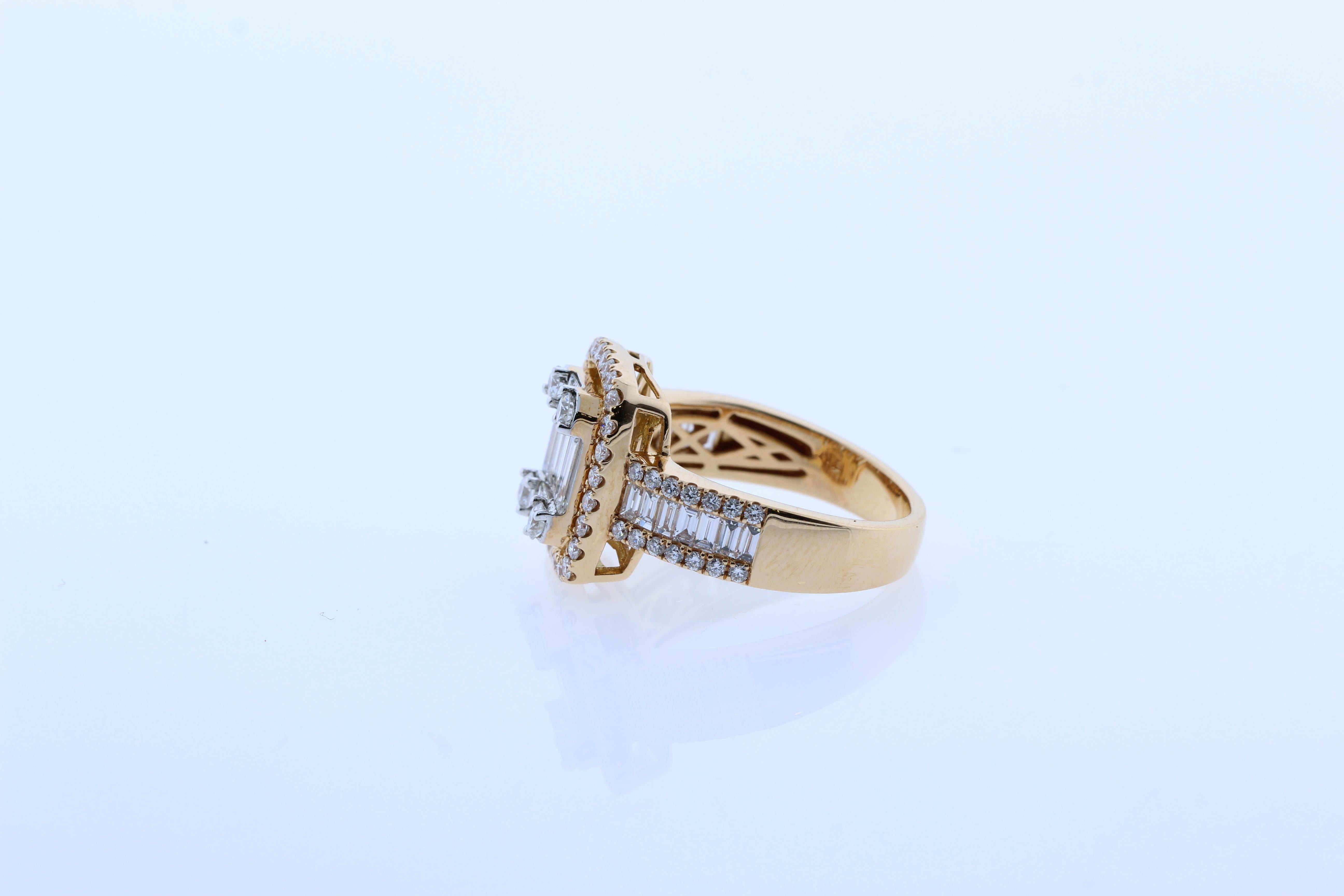 Tapered Baguette 1.80 Carat Diamond Ring in 18 Karat Gold For Sale