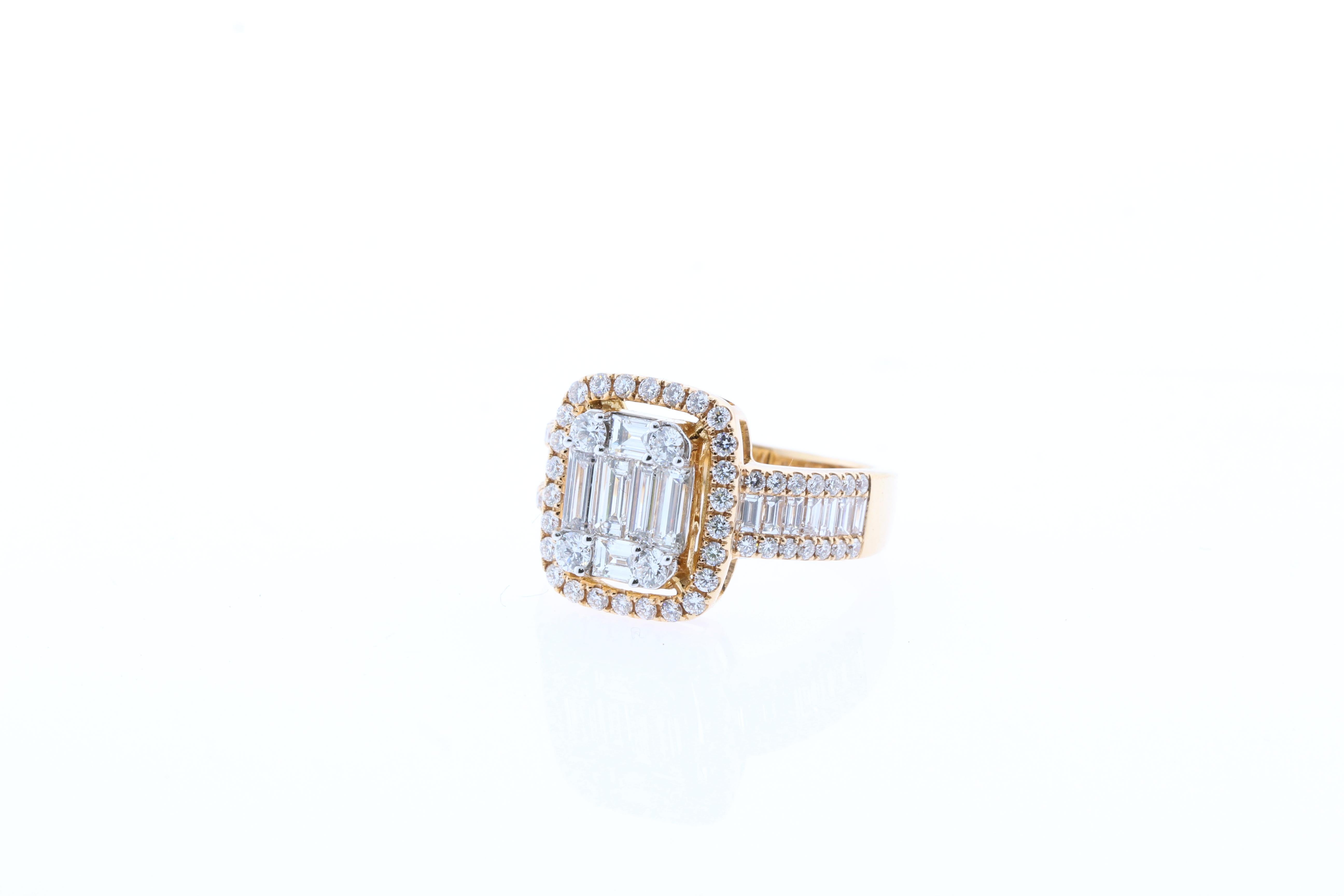 Women's or Men's 1.80 Carat Diamond Ring in 18 Karat Gold For Sale