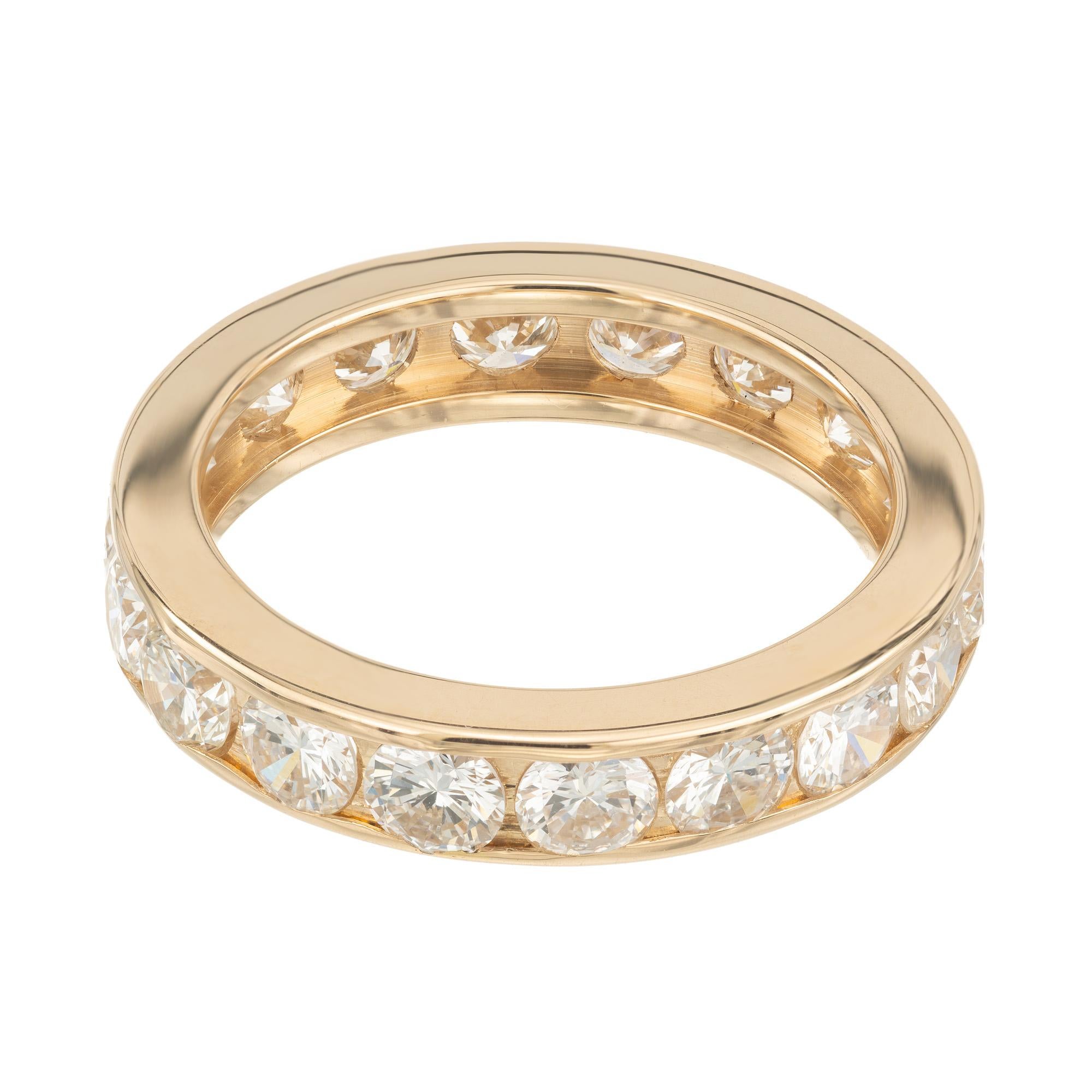 Round Cut 1.80 Carat Diamond Rose Gold Channel Set Eternity Band Ring For Sale