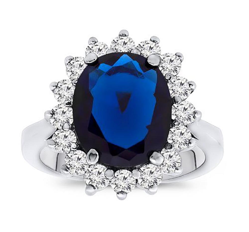 Im Angebot: 1,80 Karat Diamant & Saphir Verlobungsring () 3