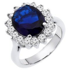 1.80 Carat Diamond & Sapphire Engagement Ring