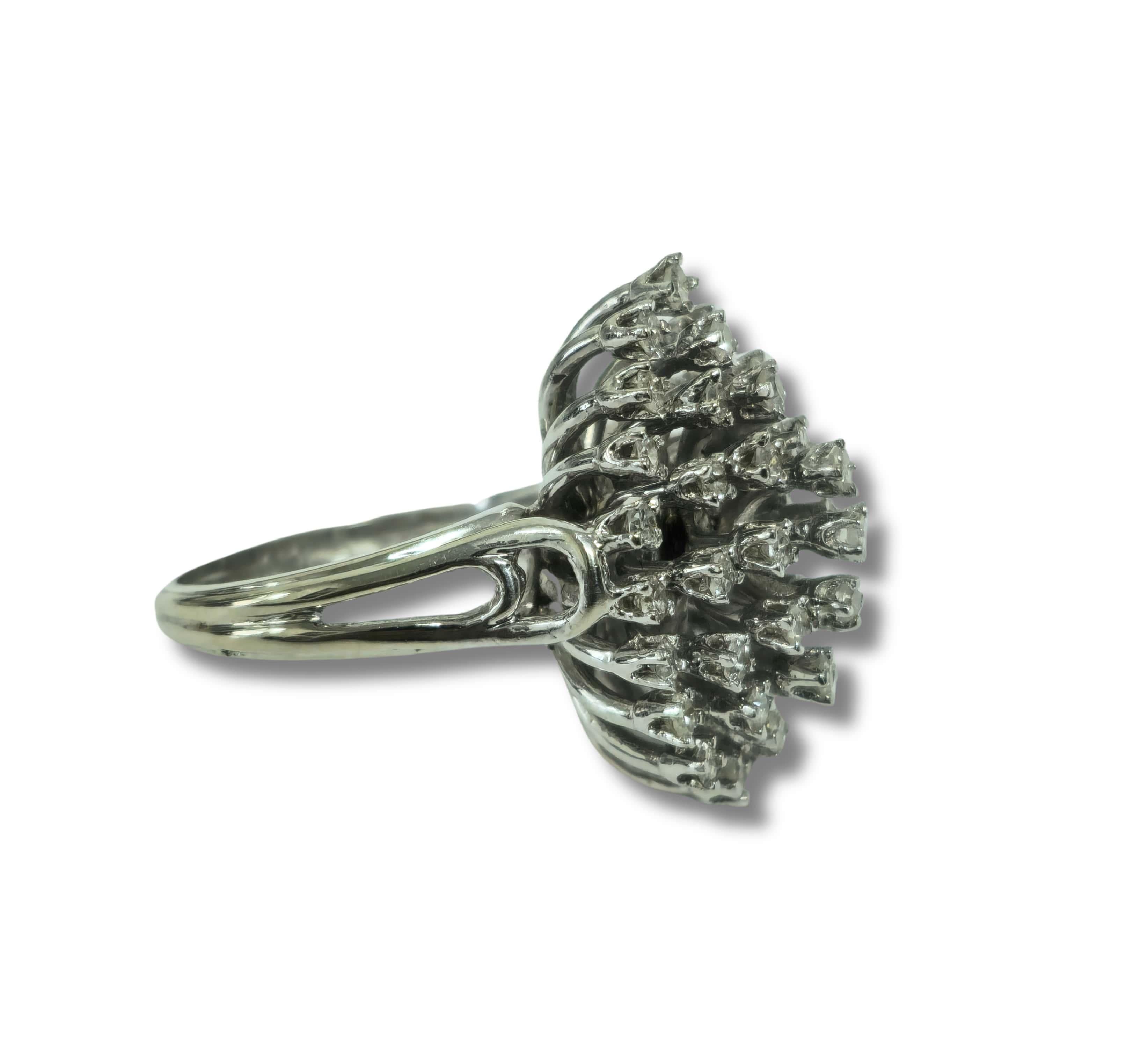 Round Cut 1.80 Carat Diamond White Gold Cocktail Ring 14k Gold For Sale