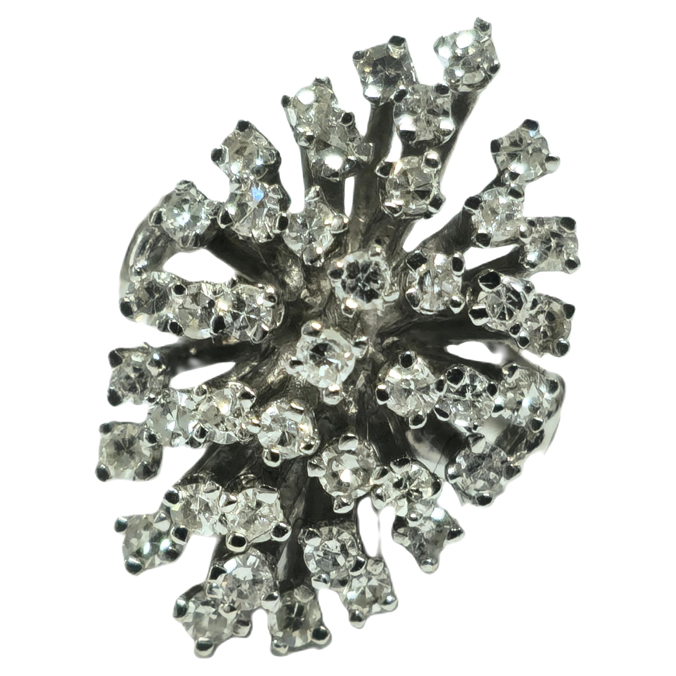 1.80 Carat Diamond White Gold Cocktail Ring 14k Gold