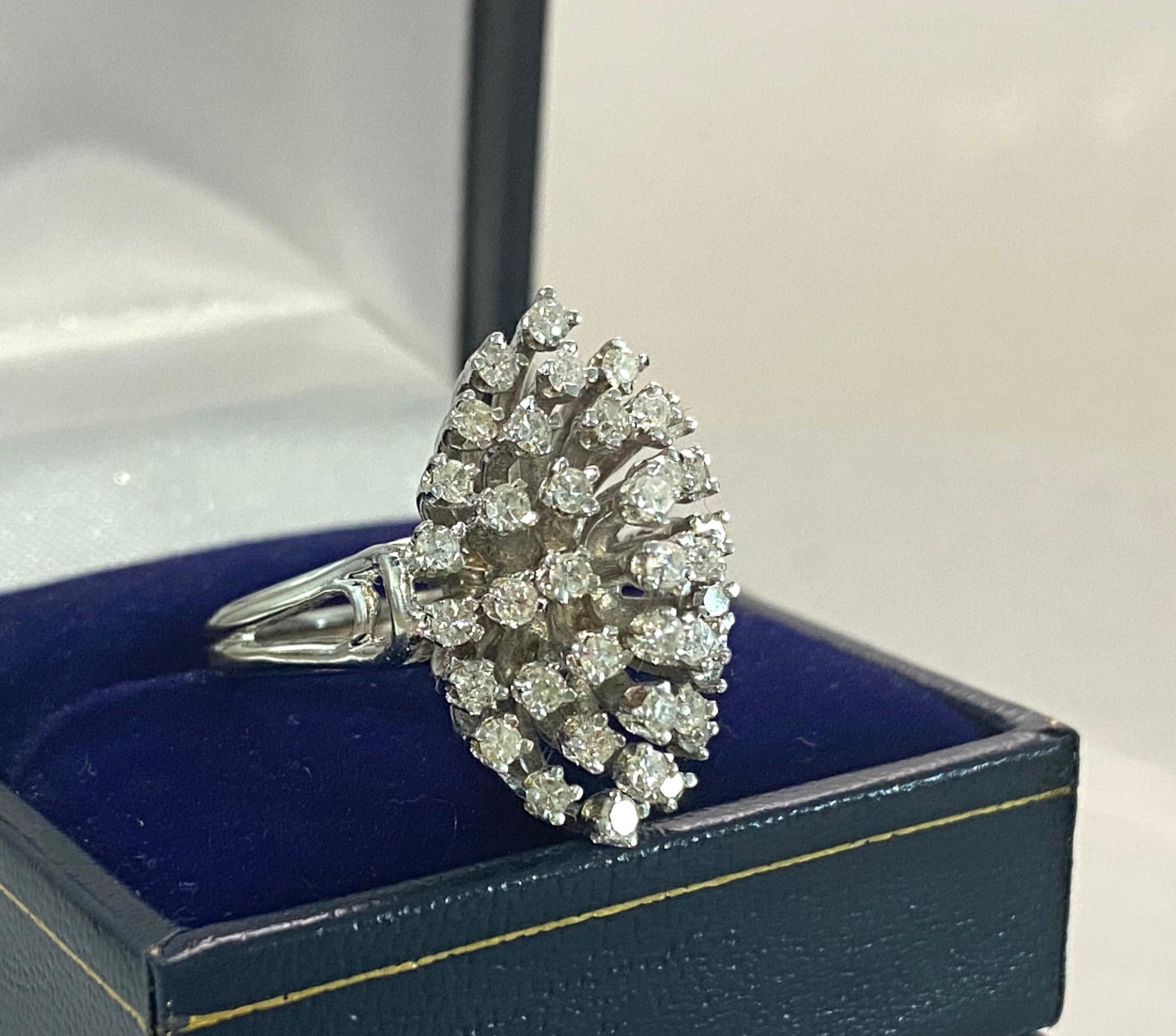 Modern 1.80 Carat Diamond White Gold Cocktail Ring For Sale