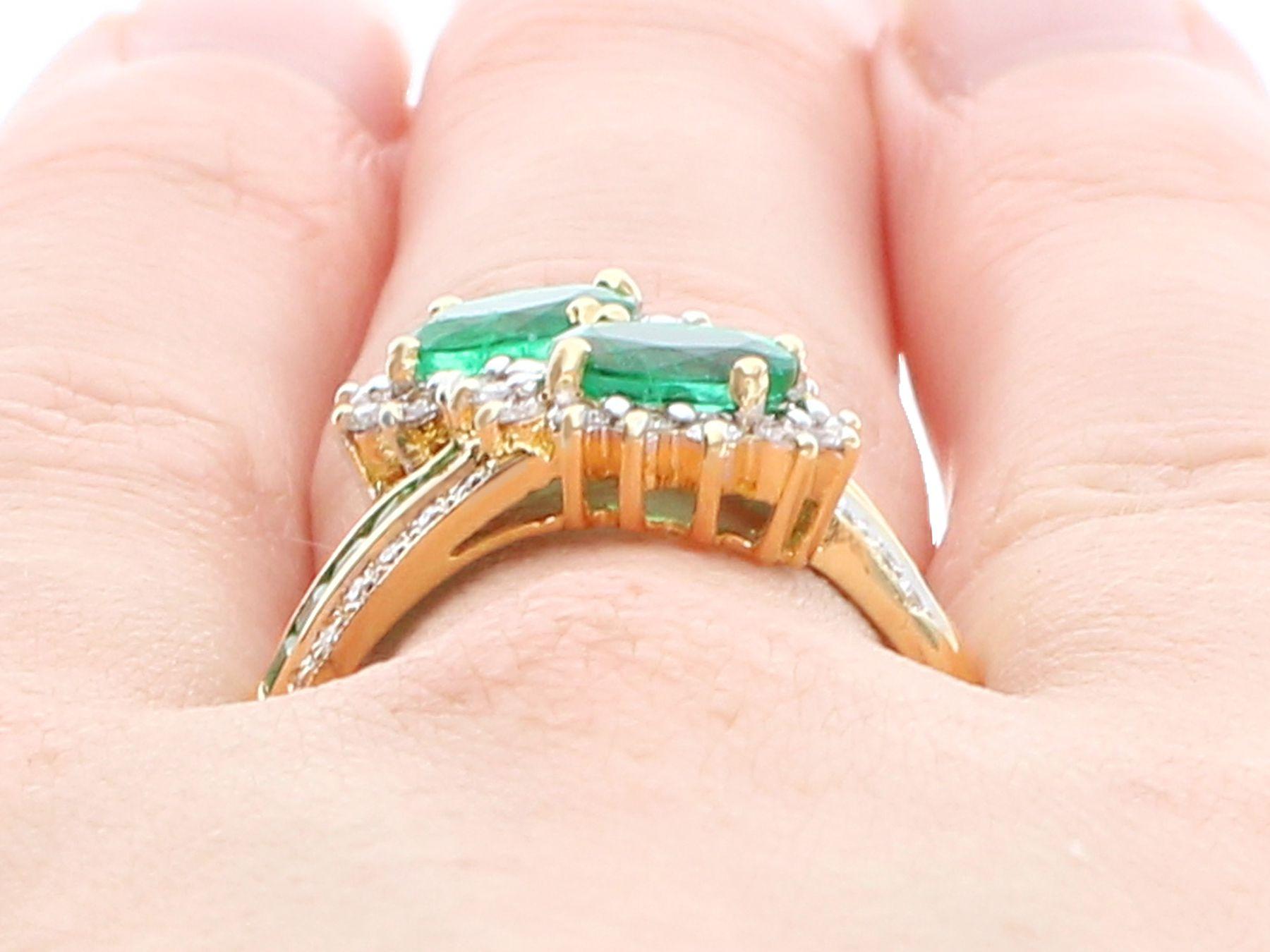 1.80 Carat Emerald and 1.05 Carat Diamond Yellow Gold Cocktail Ring For Sale 3