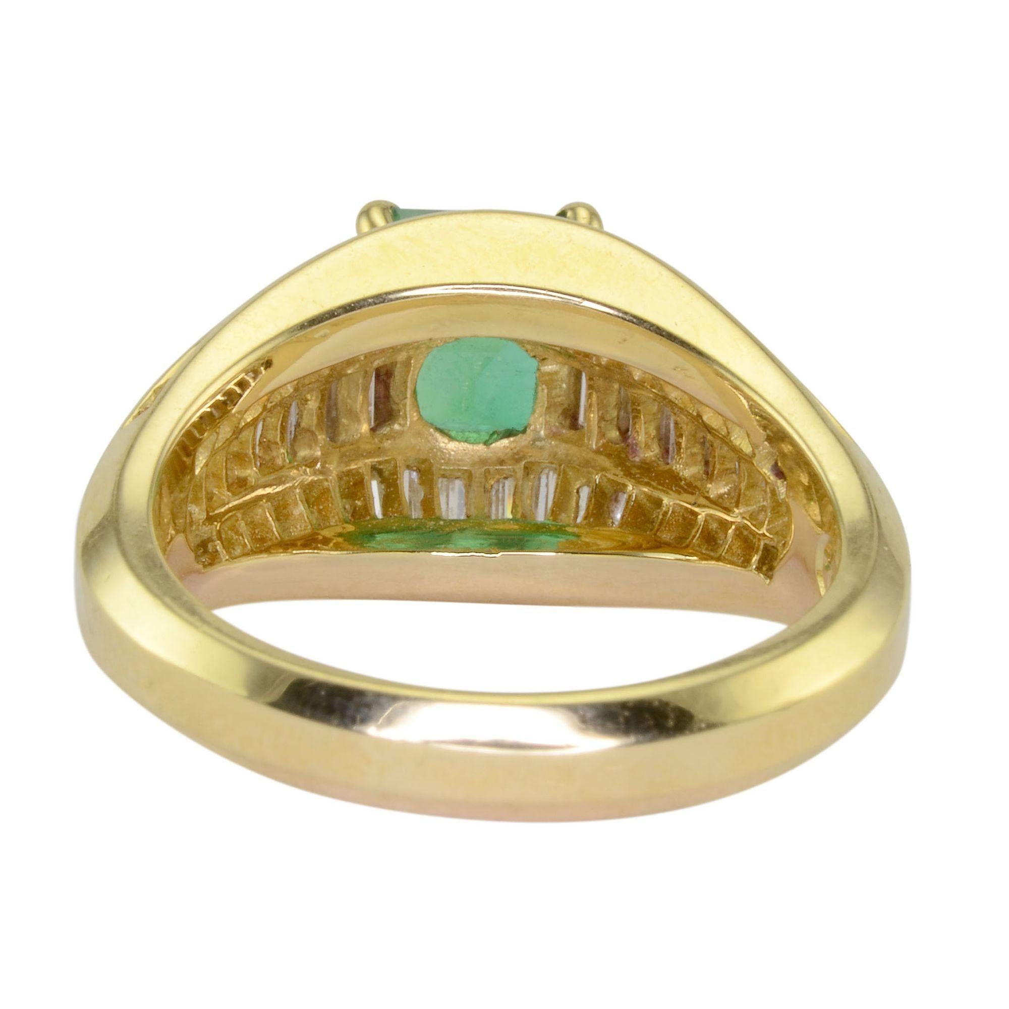 Women's 1.80 Carat Emerald and Diamond Ring For Sale