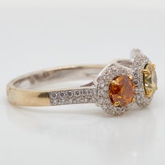 1.80 Carat Fancy Deep Yellow-Orange & Brownish-Yellow Diamond 18k Gold Ring GIA.