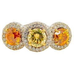 1.80 Carat Fancy Deep Yellow-Orange & Brownish-Yellow Diamant Bague en or 18k GIA.