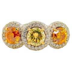 Bague en or 18k de 1,80 carat de diamants de couleur jaune-orange foncé et jaune brunâtre GIA.
