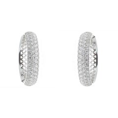 Créoles grand anneau en or blanc 18 carats avec diamants de 1,80 carat