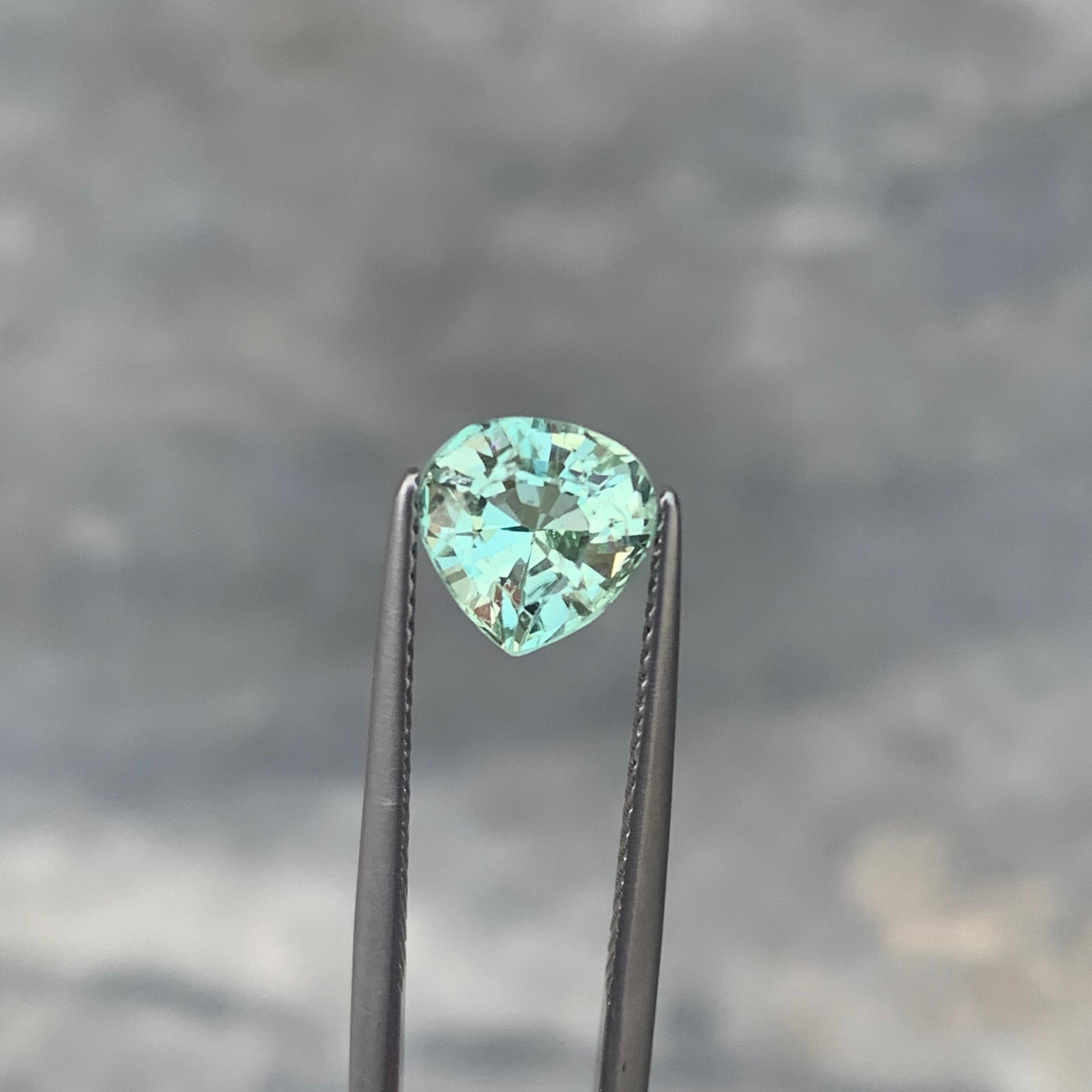 Heart Cut 1.80 Carat Loose Mint Green Tourmaline Gemstone Heart Shape from Afghan Mines For Sale