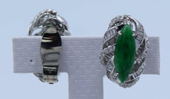 1.80 Carat Marque Shaped Jade Diamond Clip-On Earrings
