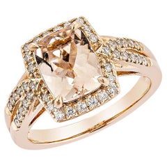 1.80 Carat Morganite Fancy Ring in 18Karat Rose Gold with White Diamond.   