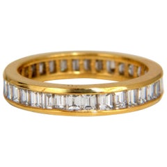 1.80 Carat Natural Baguette Diamonds Eternity Ring 14 Karat H/Vs-2