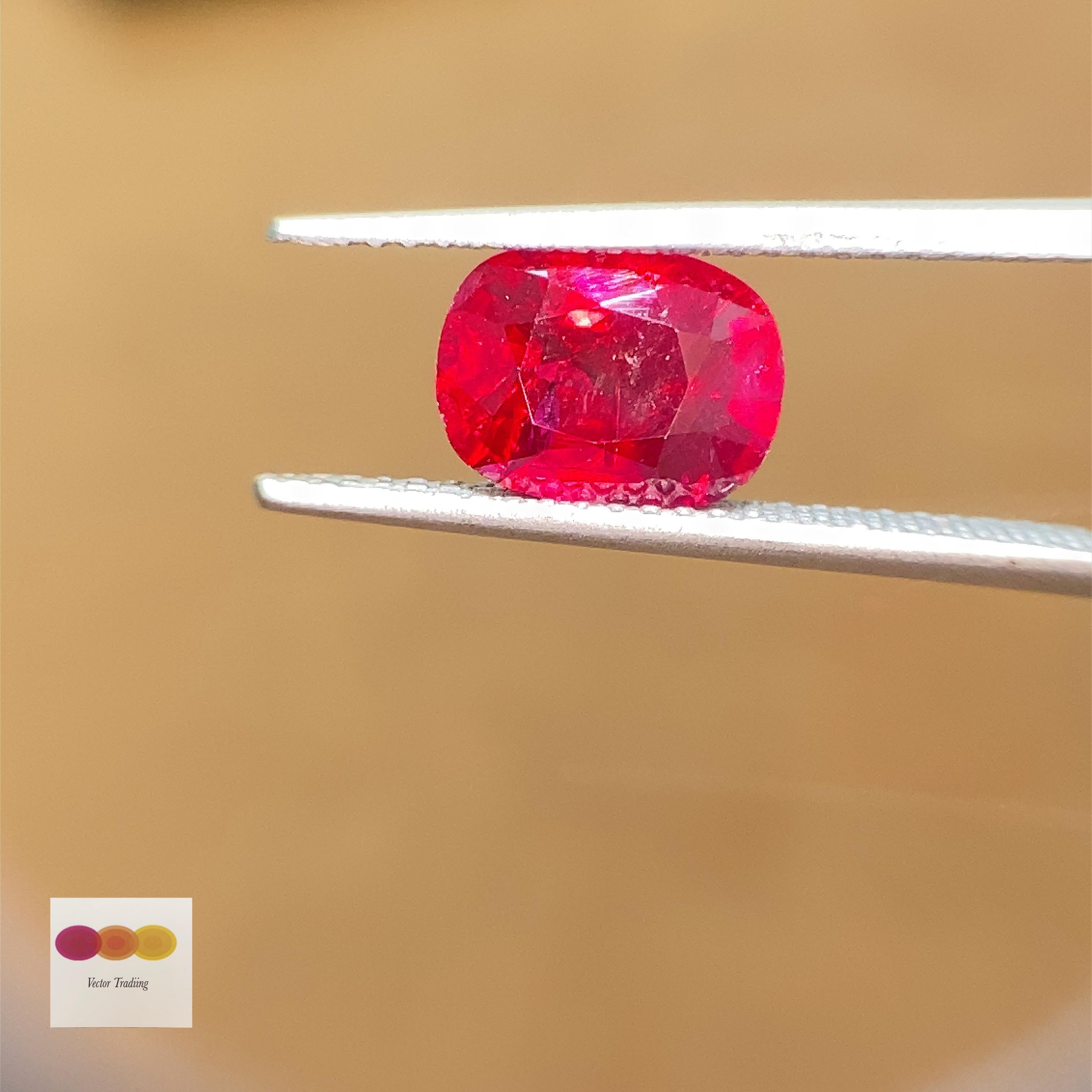 1.81 Carat GIA Certified Burma No Heat Cushion-Cut Pigeon's Blood Red Ruby In New Condition In Hong Kong, HK