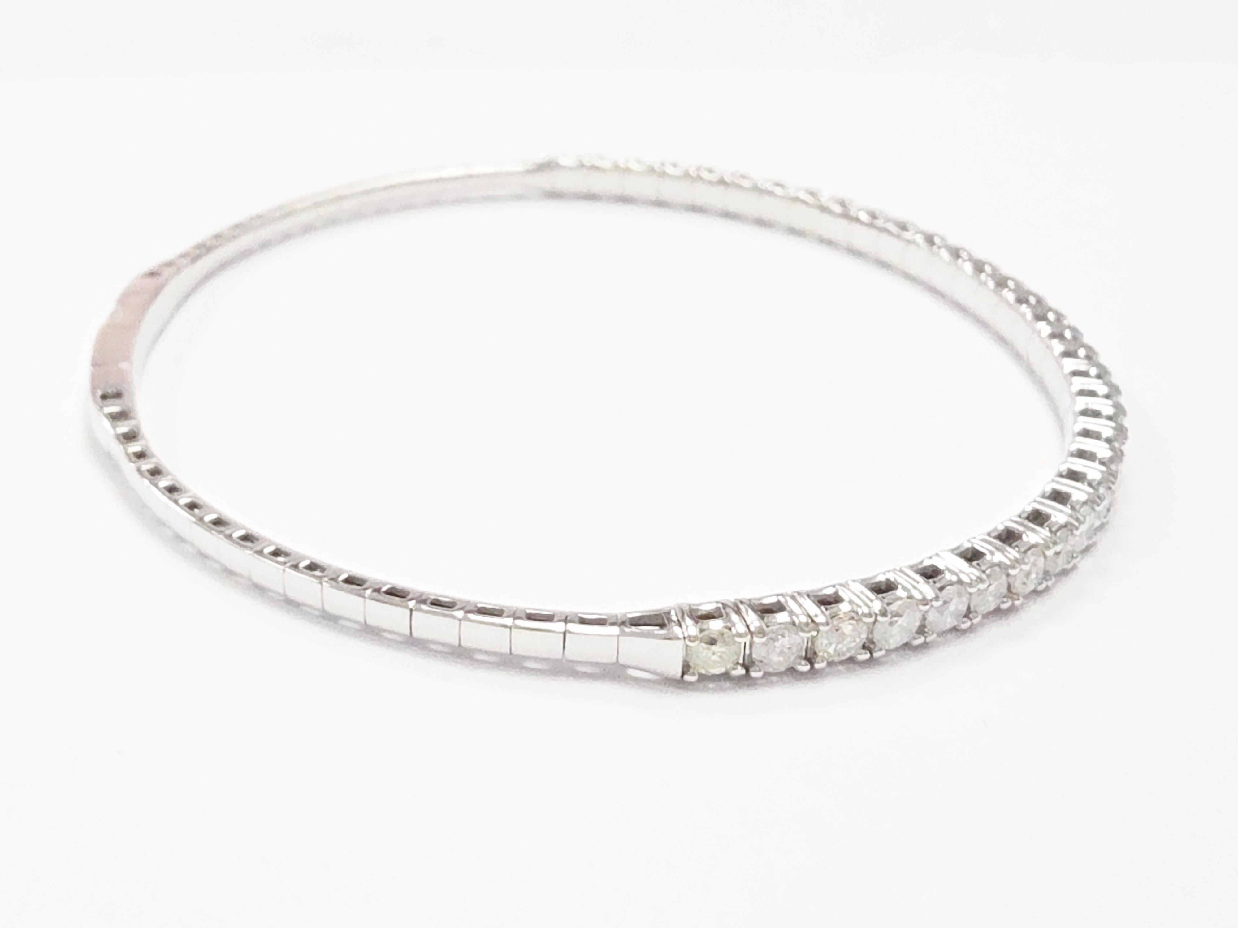 da uomo o donna Bangle flessibile con diamante naturale da 1,80 carati in oro bianco 14 carati in vendita