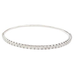 1.80 Carat Natural Diamond Flexible Bangle White Gold 14 Karat