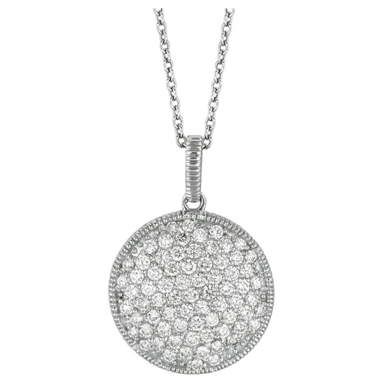 1.80 Carat Natural Diamond Necklace Pendant 14 Karat White Gold G SI For Sale