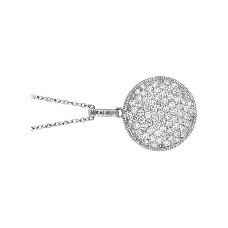 Round Cut 1.80 Carat Natural Diamond Necklace Pendant 14 Karat White Gold G SI For Sale