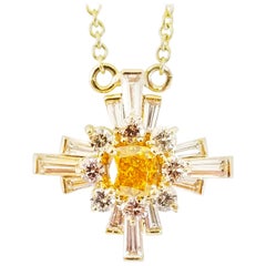 1.80 Carat Natural Fancy Diamond Star Cross Orange Pink Blue Green Pendant Neck