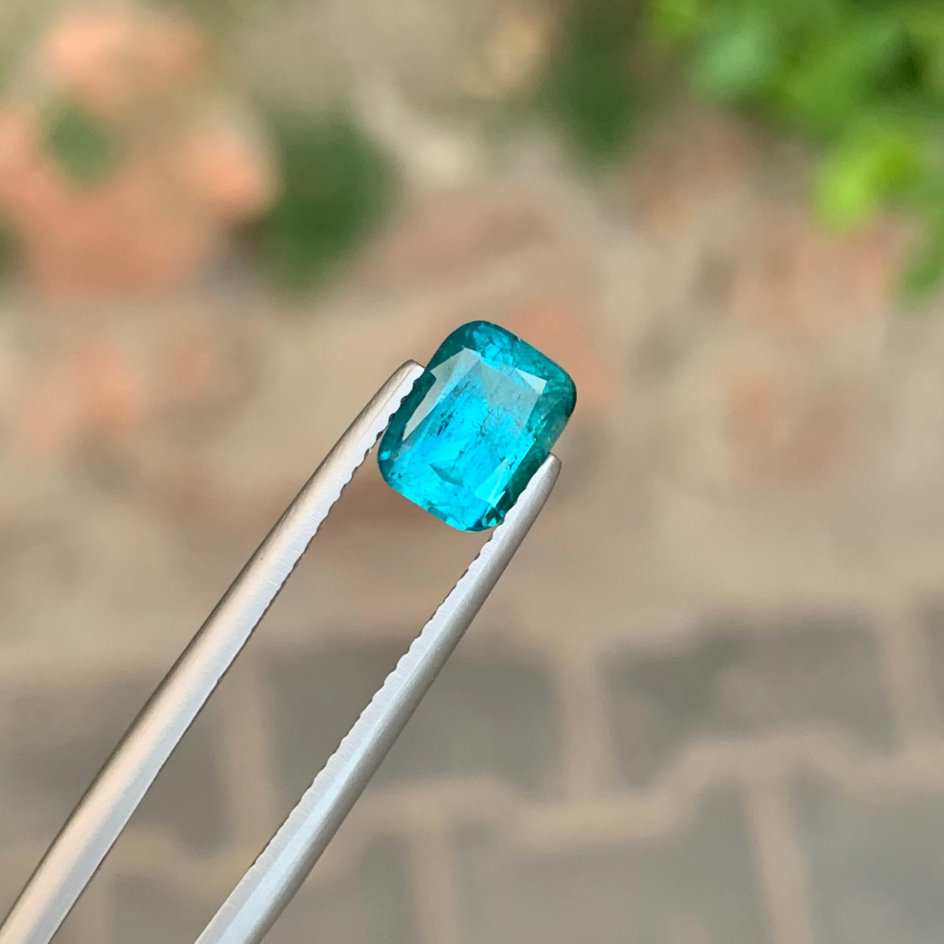 1.80 Carat Natural Loose Lagoon Tourmaline Cushion Shape Gemstone For Sale 5