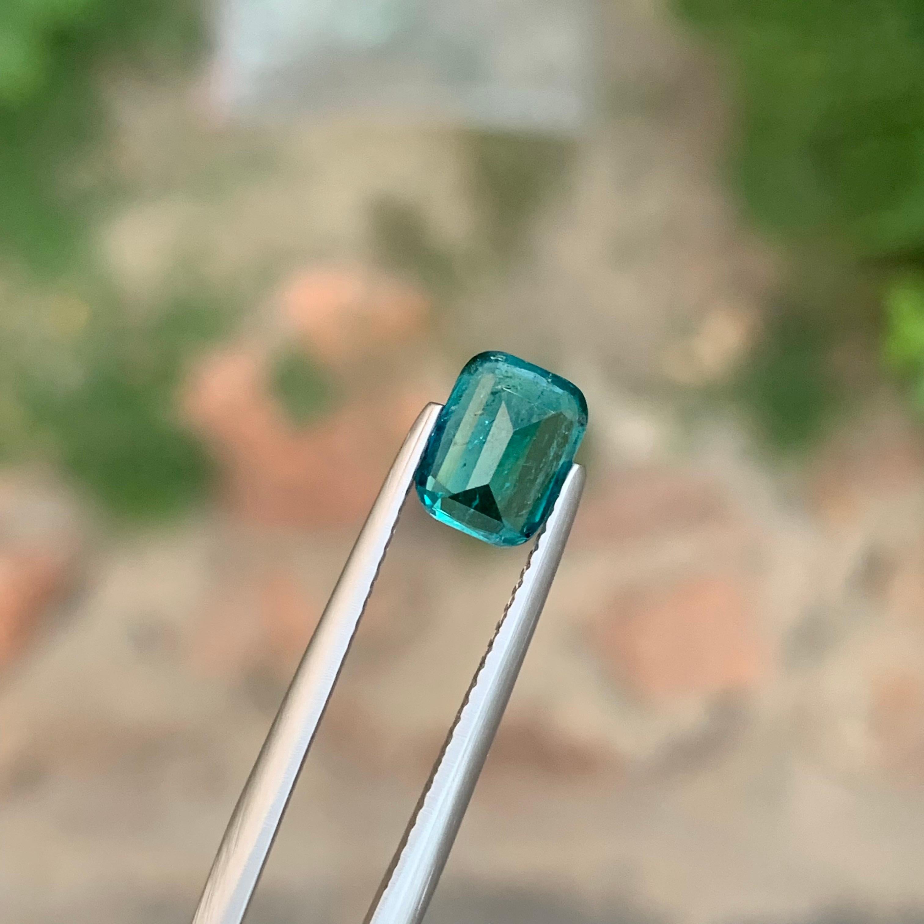 Arts and Crafts 1.80 Carat Natural Loose Lagoon Tourmaline Cushion Shape Gemstone For Sale
