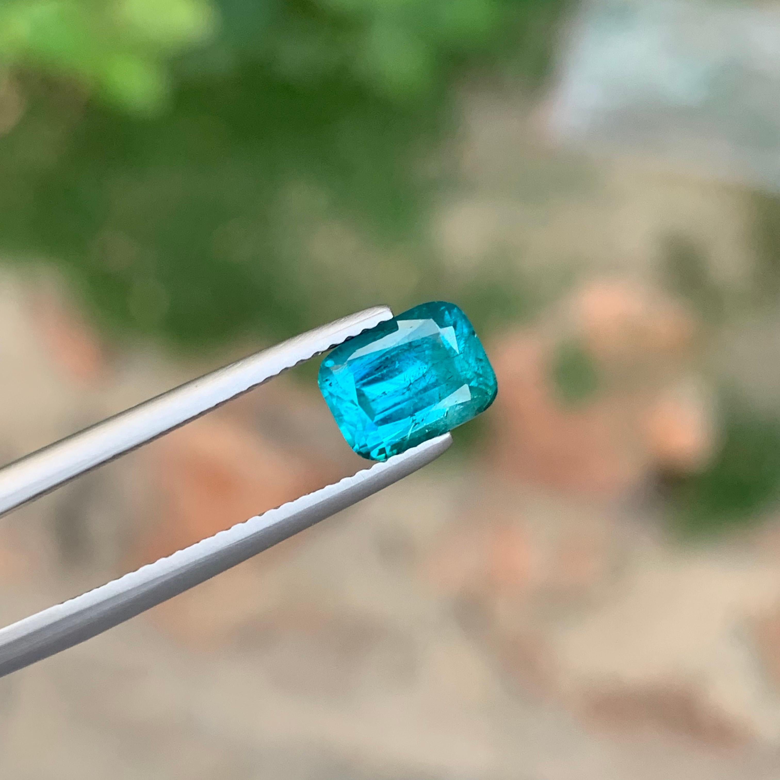 Cushion Cut 1.80 Carat Natural Loose Lagoon Tourmaline Cushion Shape Gemstone For Sale