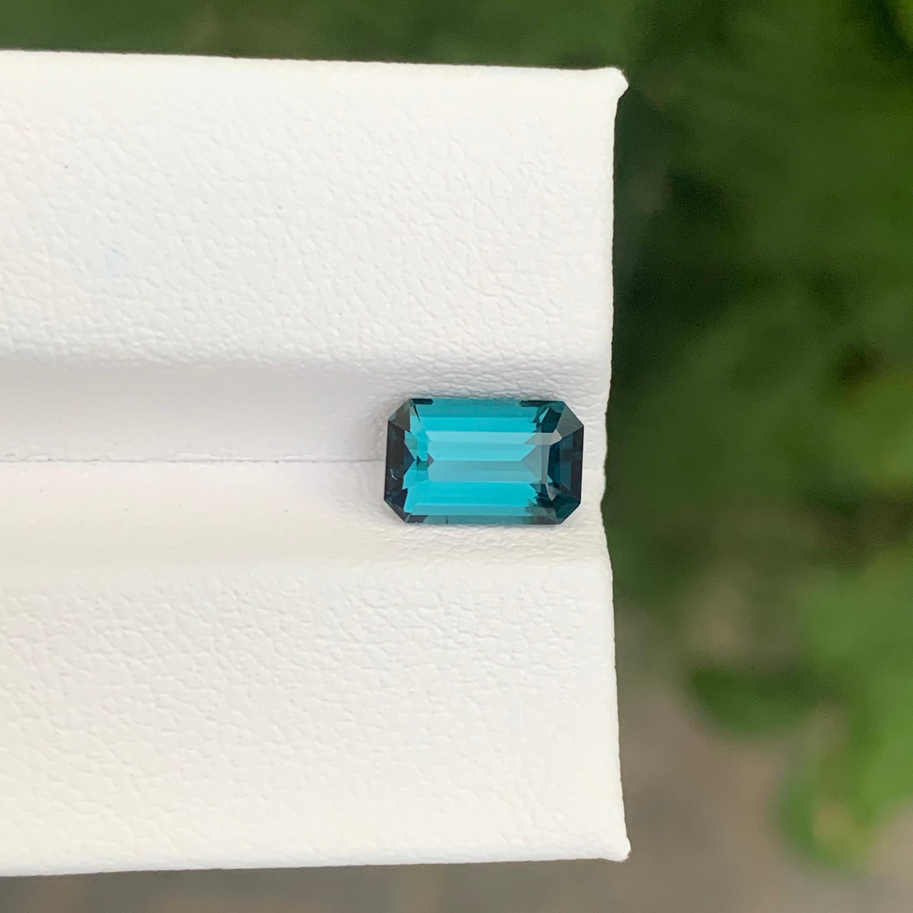 Emerald Cut 1.80 Carat Natural Loose Lagoon Tourmaline Emerald Shape Gemstone For Sale