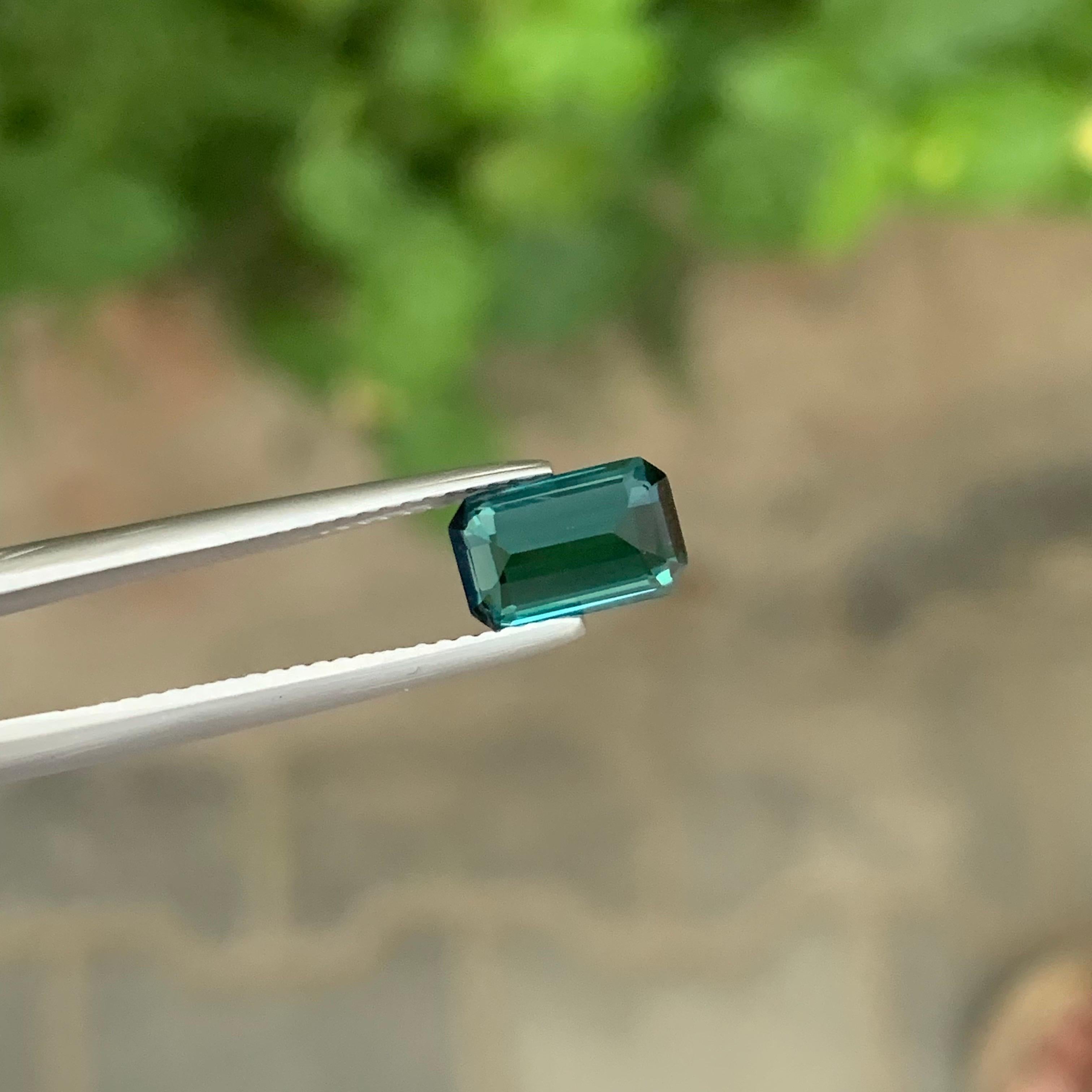 Women's or Men's 1.80 Carat Natural Loose Lagoon Tourmaline Emerald Shape Gemstone For Sale