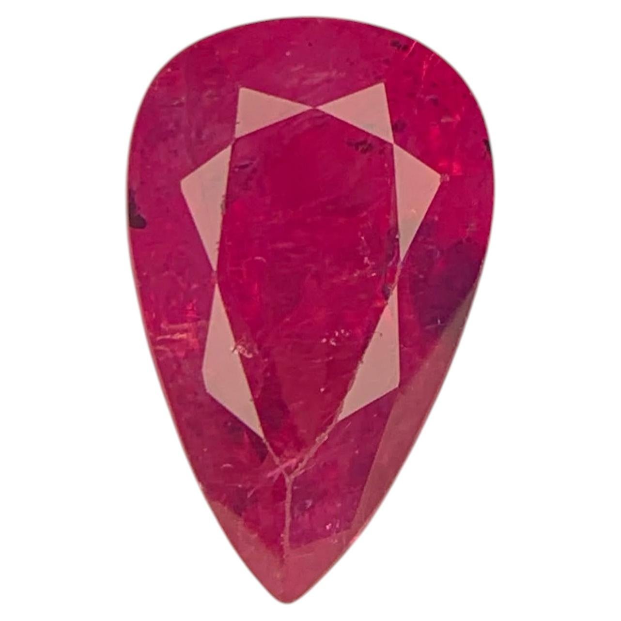 1.80 Carat Natural Loose Pinkish Red Ruby Stone Pear Cut Afghan Gemstone For Sale