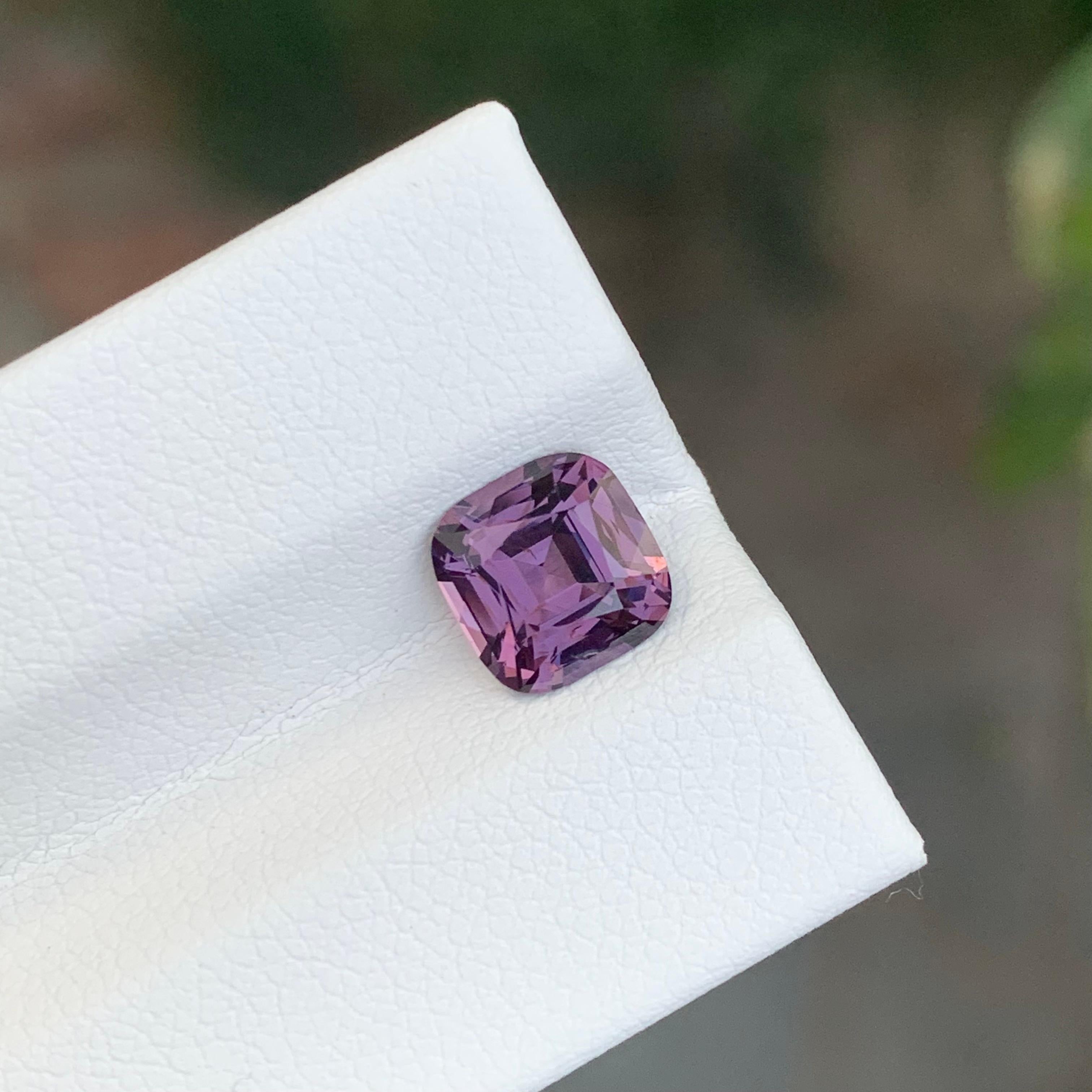 Arts and Crafts 1.80 Carat Natural Loose Purple Spinel Cushion Shape Gemstone For Sale