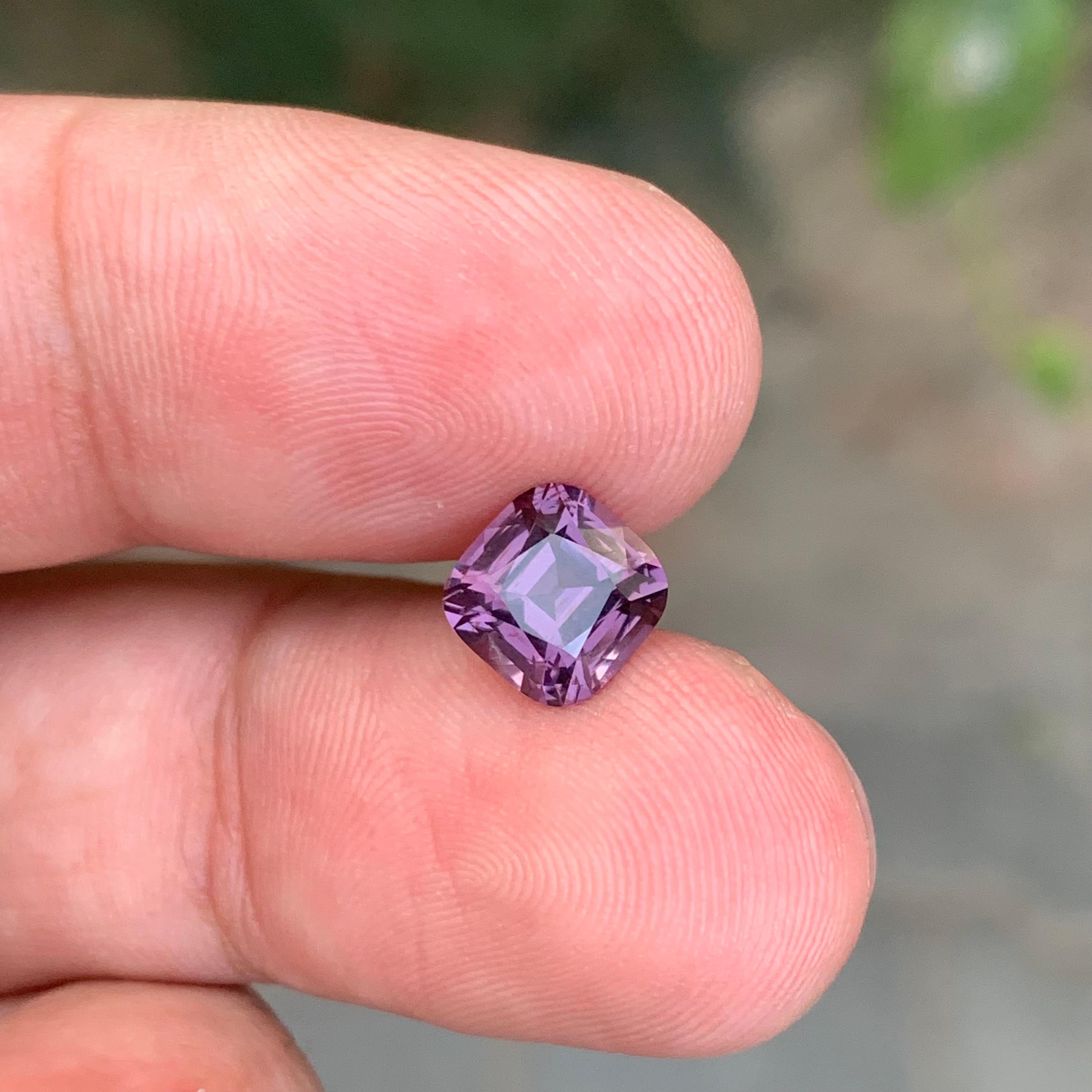 Women's or Men's 1.80 Carat Natural Loose Purple Spinel Cushion Shape Gemstone For Sale