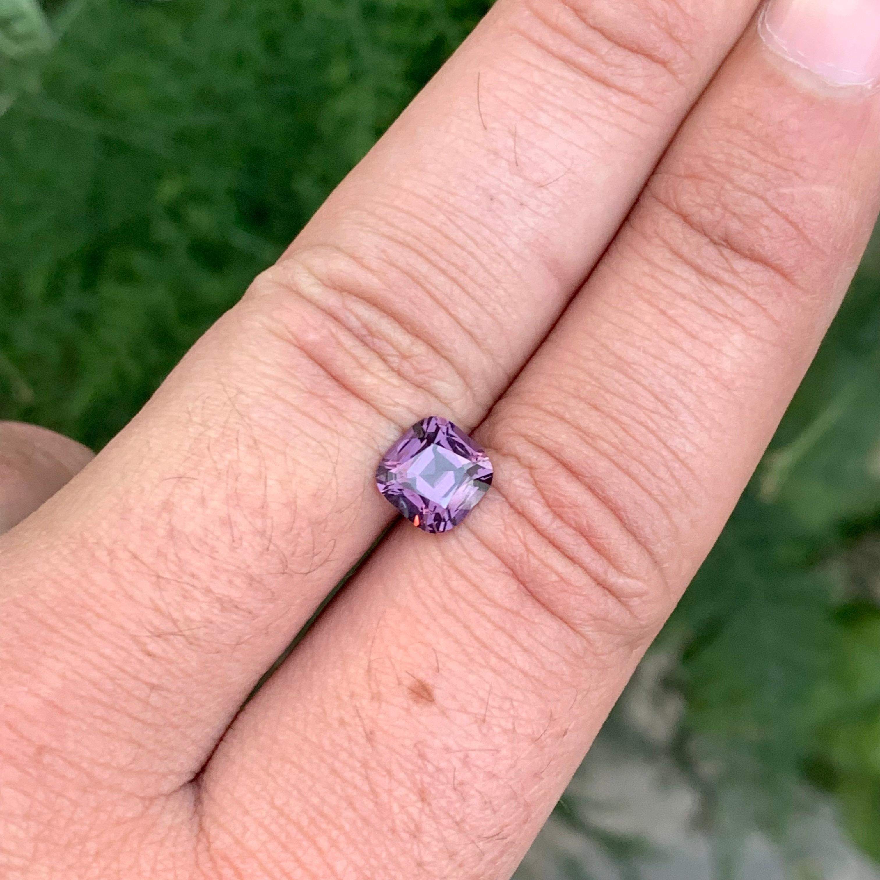 1.80 Carat Natural Loose Purple Spinel Cushion Shape Gemstone For Sale 3