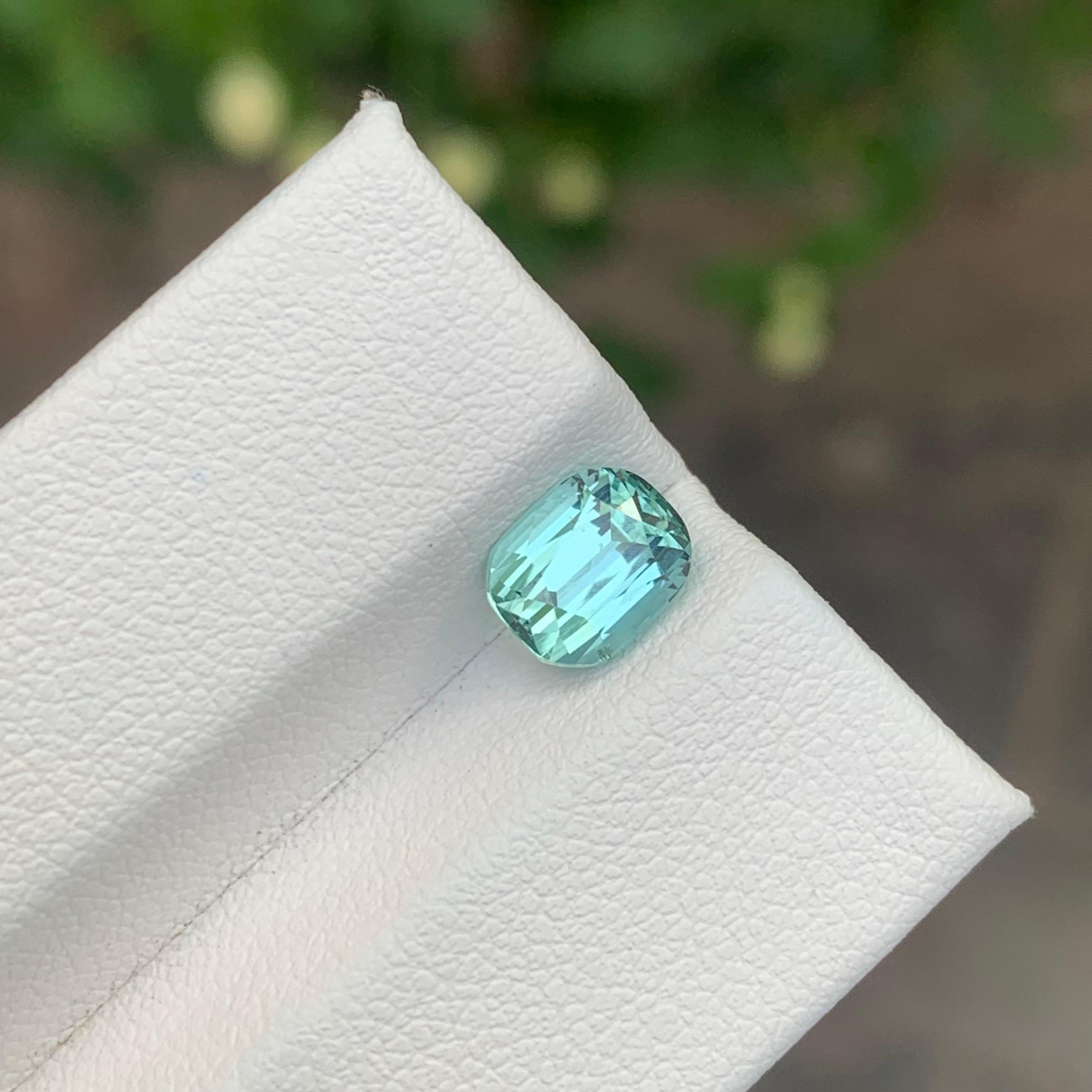 1.80 Carat Natural Seafoam Tourmaline Cushion Shape loose Gemstone For Sale 5