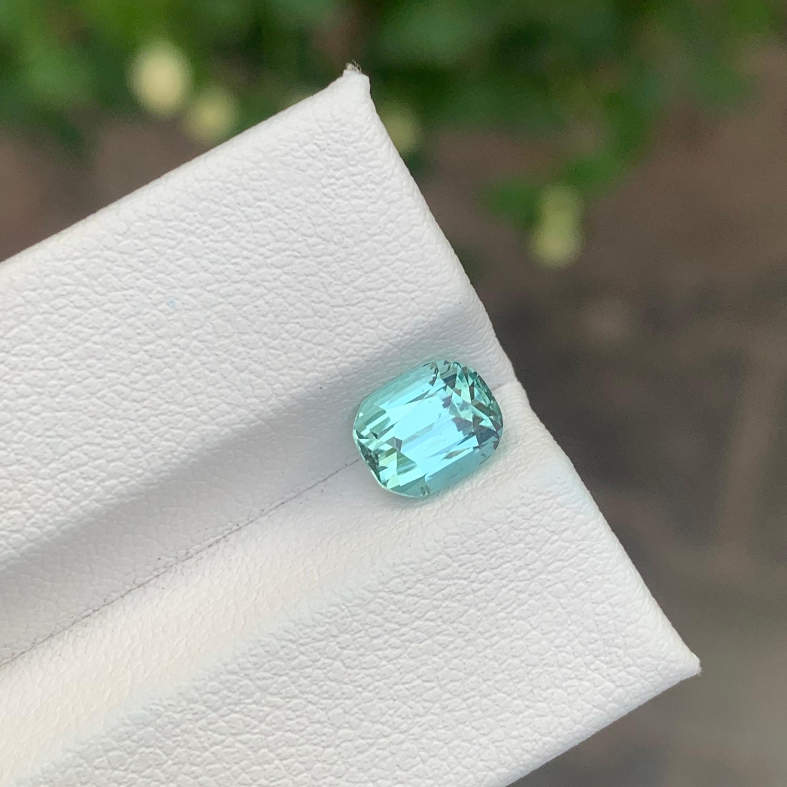 1.80 Carat Natural Seafoam Tourmaline Cushion Shape loose Gemstone For Sale 6