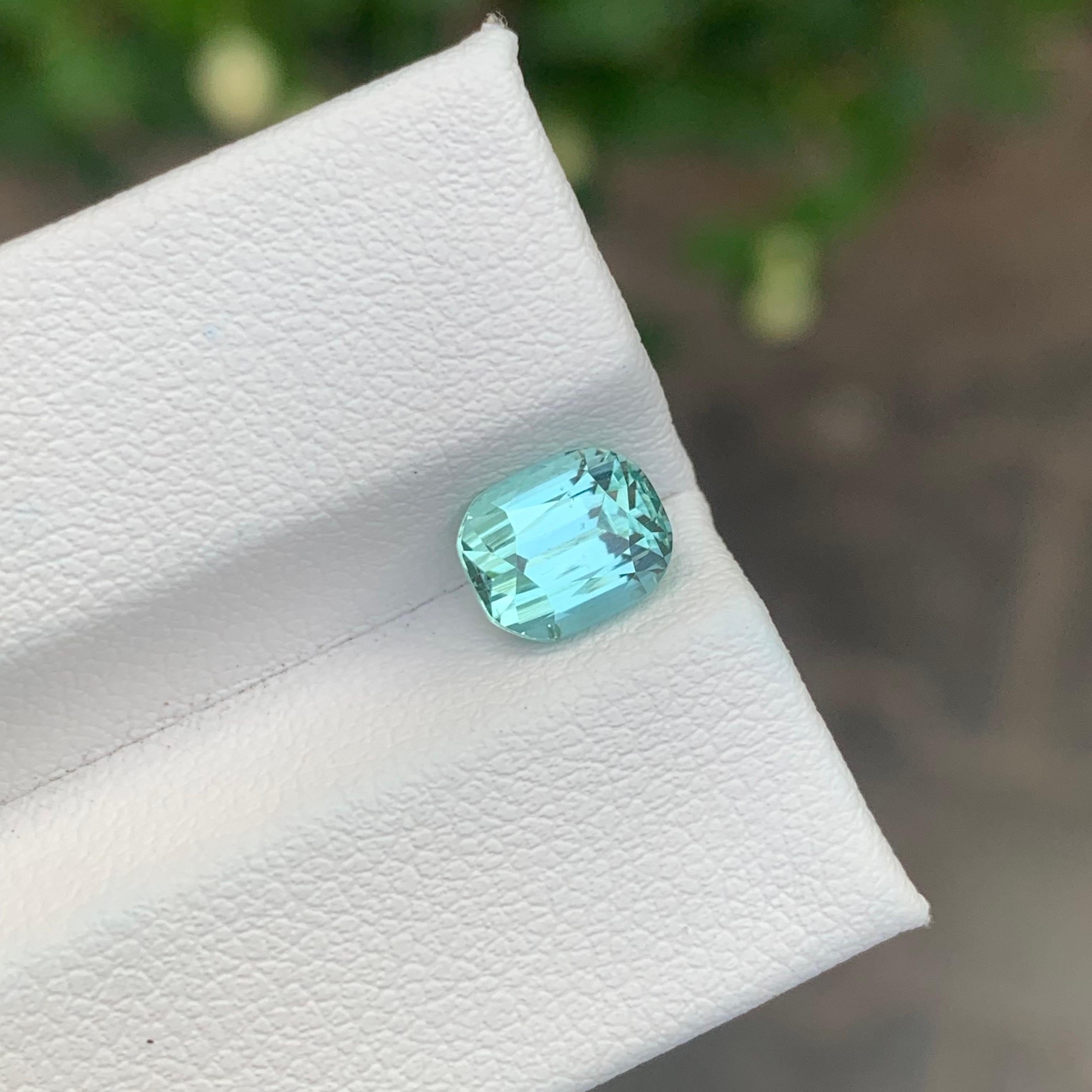 1.80 Carat Natural Seafoam Tourmaline Cushion Shape loose Gemstone For Sale 7