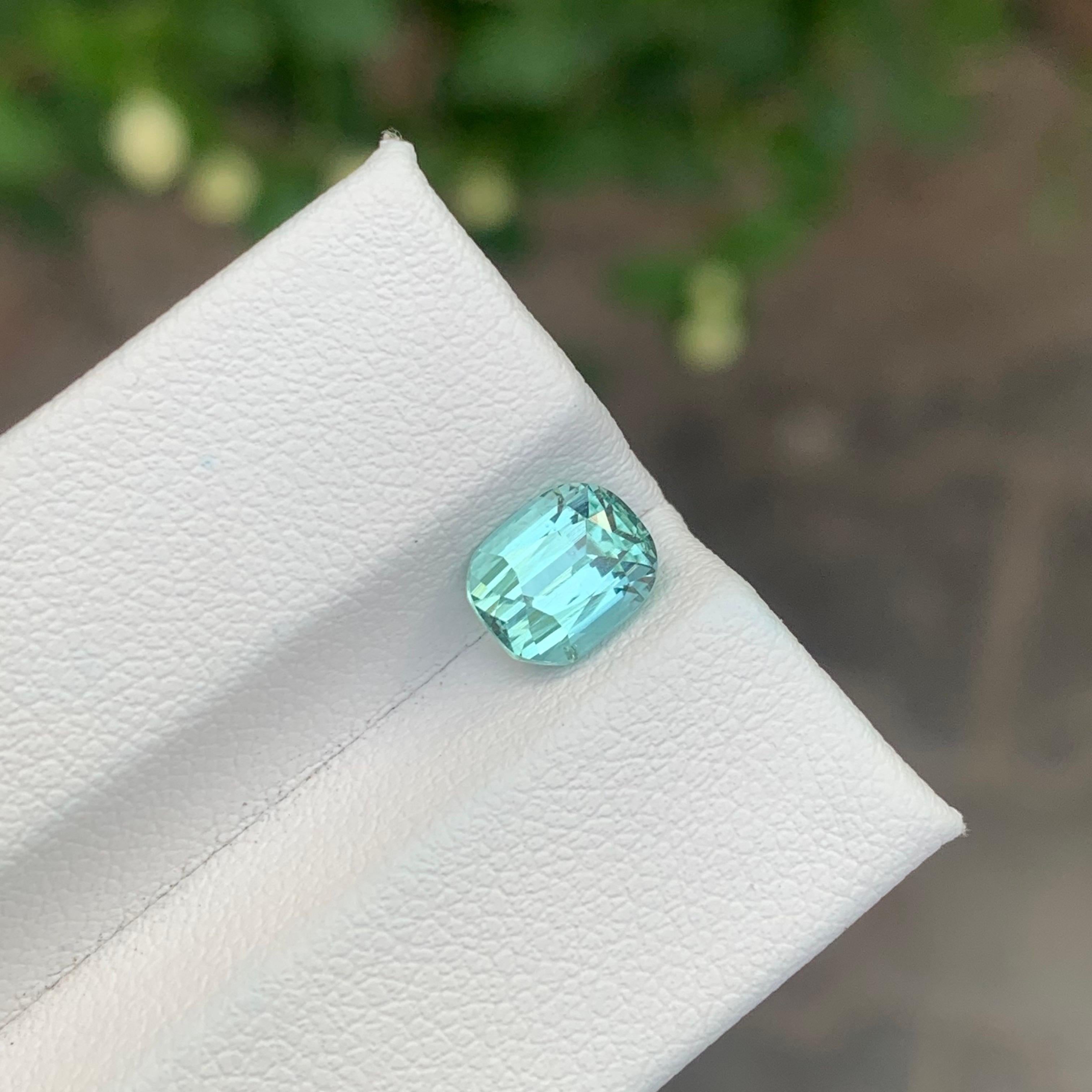 1.80 Carat Natural Seafoam Tourmaline Cushion Shape loose Gemstone For Sale 9