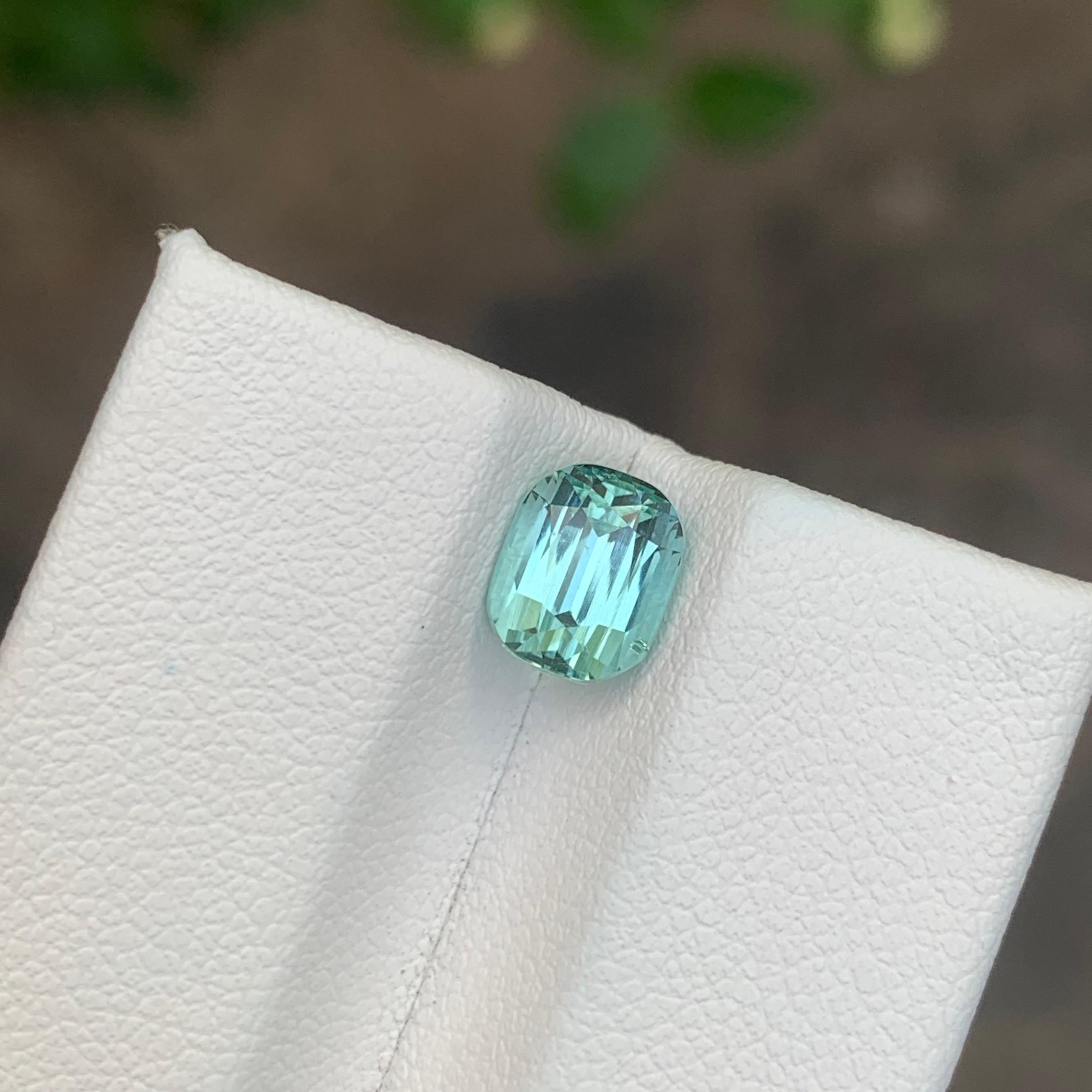 Cushion Cut 1.80 Carat Natural Seafoam Tourmaline Cushion Shape loose Gemstone For Sale