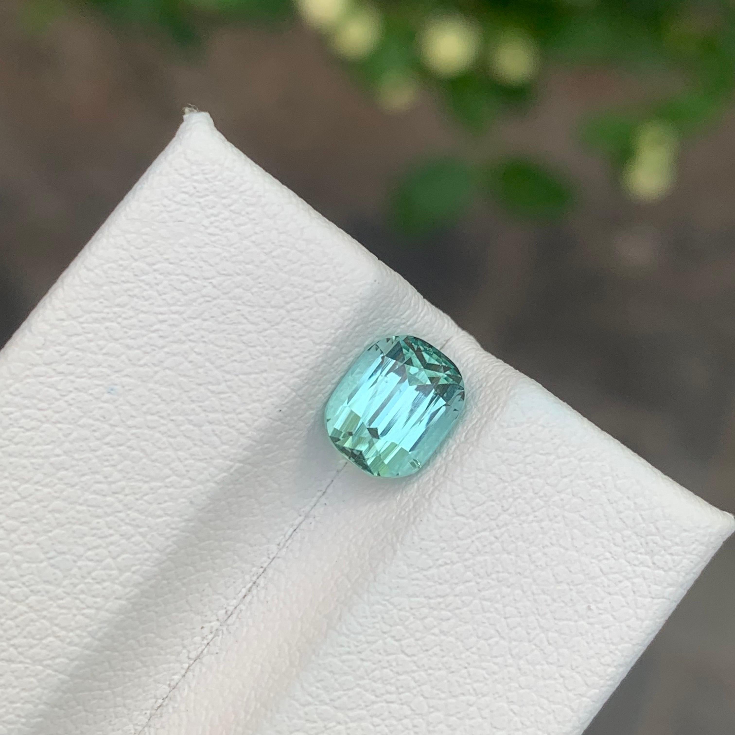1.80 Carat Natural Seafoam Tourmaline Cushion Shape loose Gemstone For Sale 1