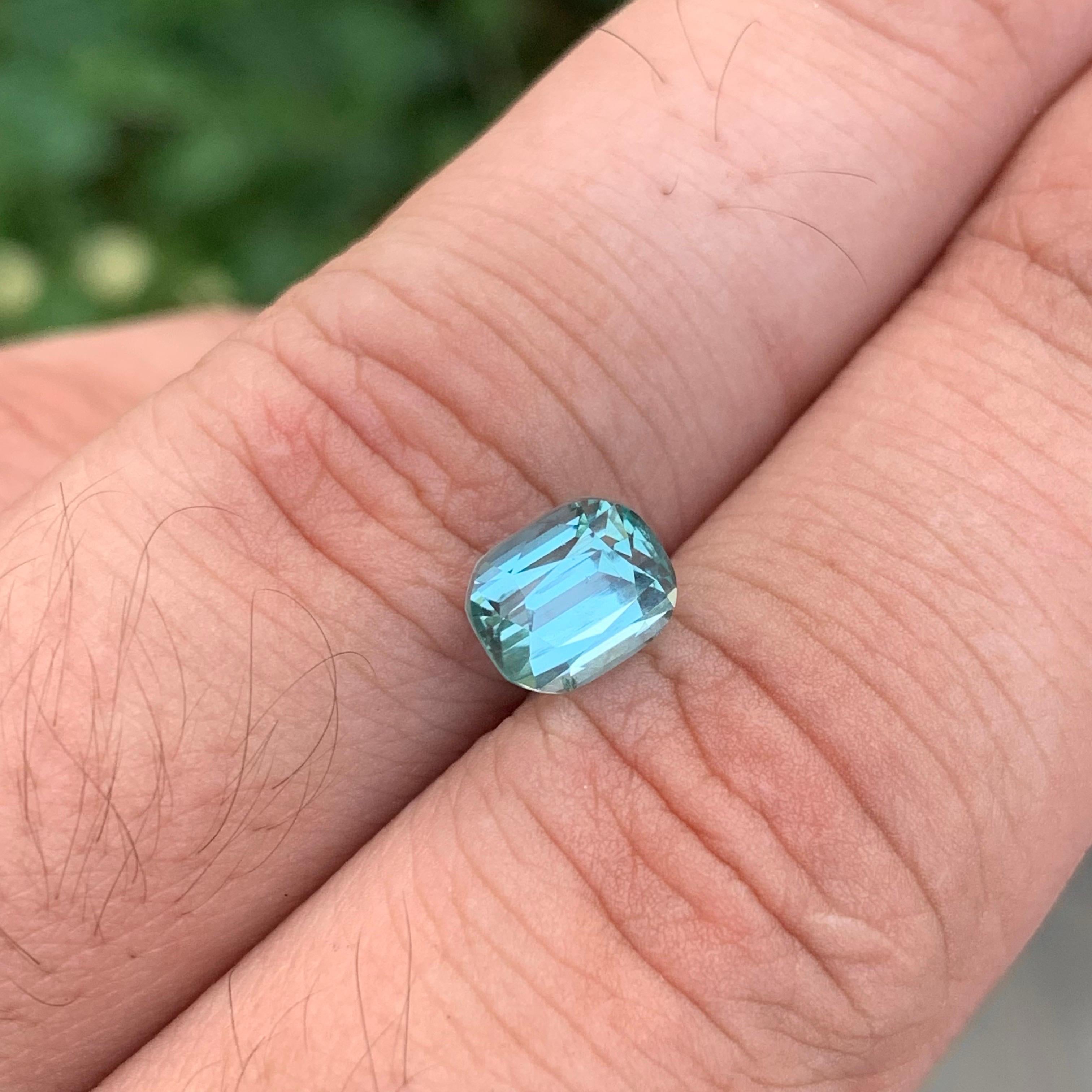 1.80 Carat Natural Seafoam Tourmaline Cushion Shape loose Gemstone For Sale 2